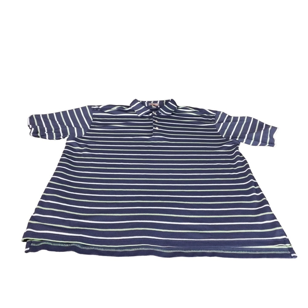 Peter Millar Summer Comfort Golf Polo Mens XL Blue Green Striped Crown Sport